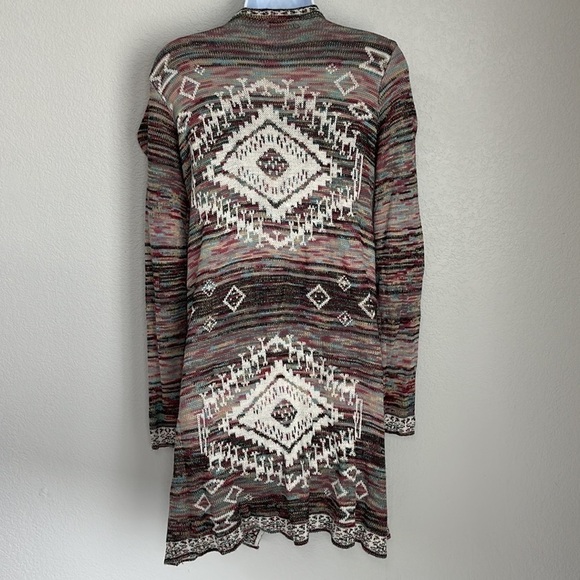 ONE WORLD Sweaters - One World Women's Open Front Duster Cardigan Sweater Aztec Print Size Medium M
